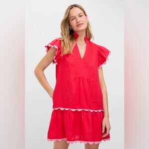 Tuckernuck Red Scallop Trim Dress